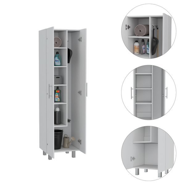 English Elm Hayne White-Walnut 2-Piece Kitchen Set with Island & Pantry, 9 Shelves, Ergonomic Storage Solution B062S00209