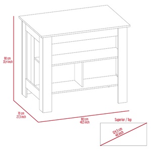 English Elm Wilmington Kitchen Island & Foldable Table Set in White‑Light Oak Finish, 10 Shelves for Stylish Storage B062S00198