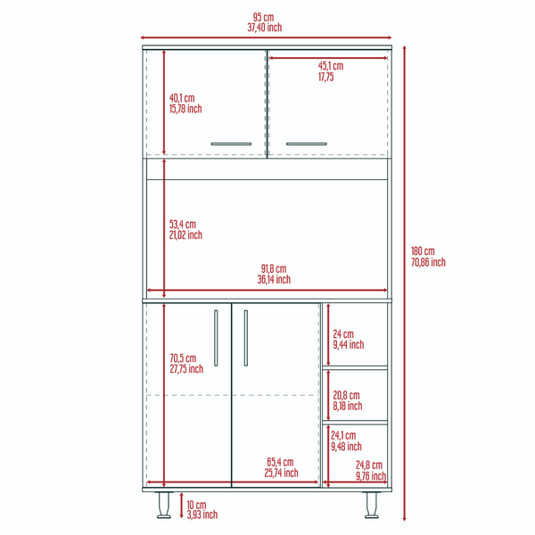 English Elm Dorchester White & Light Gray 2-Piece Kitchen Island and Pantry Set — 6 Doors, 6 Shelves, Prep Space B062S00205