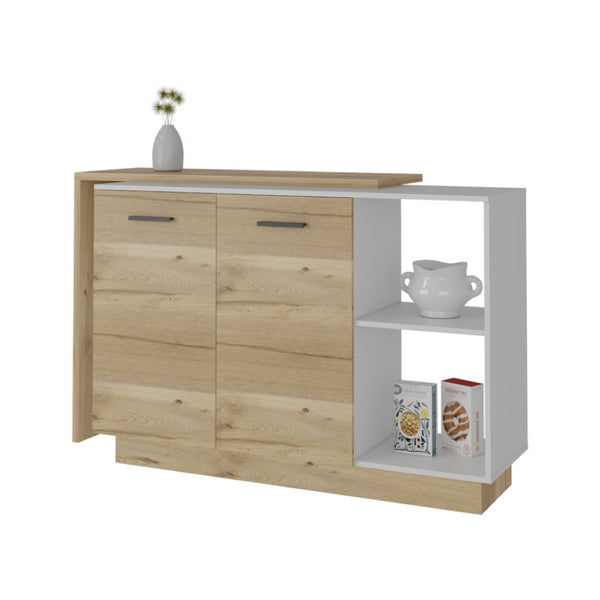 English Elm White Kitchen Set - Contemporary 4-Door Island & Pantry Cabinet For Stylish, Organized Spaces B062S00558-GIGA