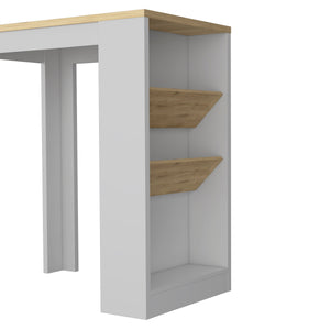 English Elm DeSoto Wine Storage Pedestal Kitchen Island with Dual Wine Racks, Lower Shelf & Durable Top Finish B062103262