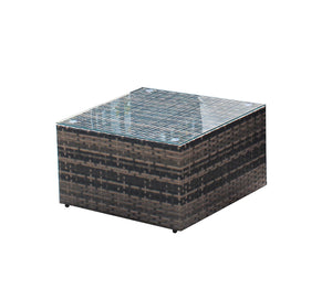 English Elm Rattan 4-Piece Brown Wicker Patio Sectional Set with Tempered Glass Table, Removable UV-Resistant Cushions W209S00002