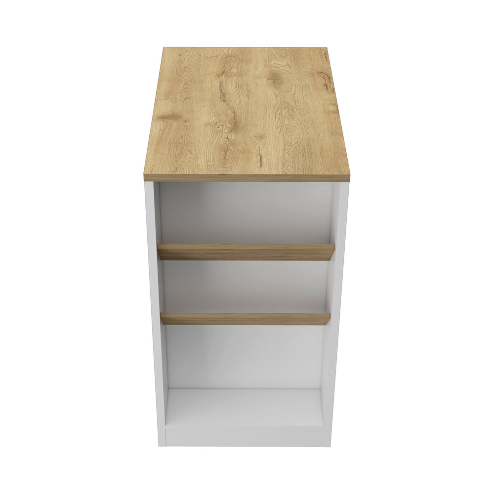 English Elm DeSoto Wine Storage Pedestal Kitchen Island with Dual Wine Racks, Lower Shelf & Durable Top Finish B062103262