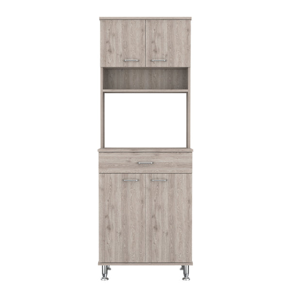 English Elm Newton Antibacterial 2-Piece Kitchen Set with Island & Pantry, 8 Shelves, Drawer, White/Gray Durable Prep Surface B062S00193