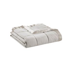 English Elm Lightweight Down Alternative Blanket with Satin Trim Twin — Hypoallergenic, OEKO‑TEX, Moisture‑Wicking Comfort Grey 15.75 L x 12.99 W x 7.87 H B03598468