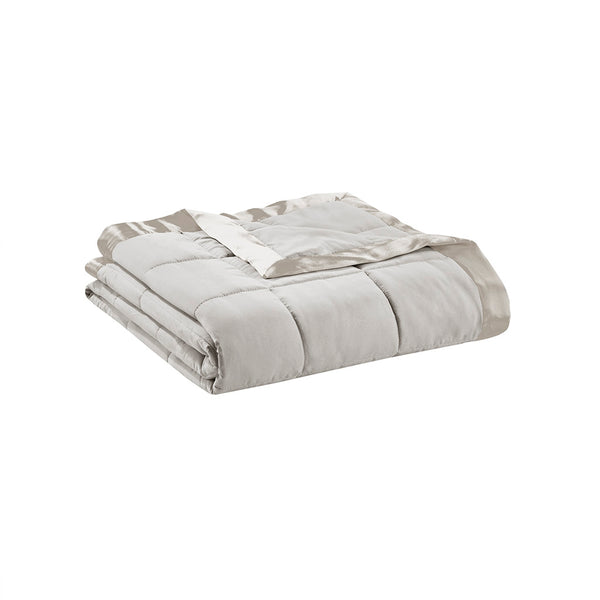 English Elm Lightweight Down Alternative Blanket with Satin Trim Twin — Hypoallergenic, OEKO‑TEX, Moisture‑Wicking Comfort Grey 15.75 L x 12.99 W x 7.87 H B03598468