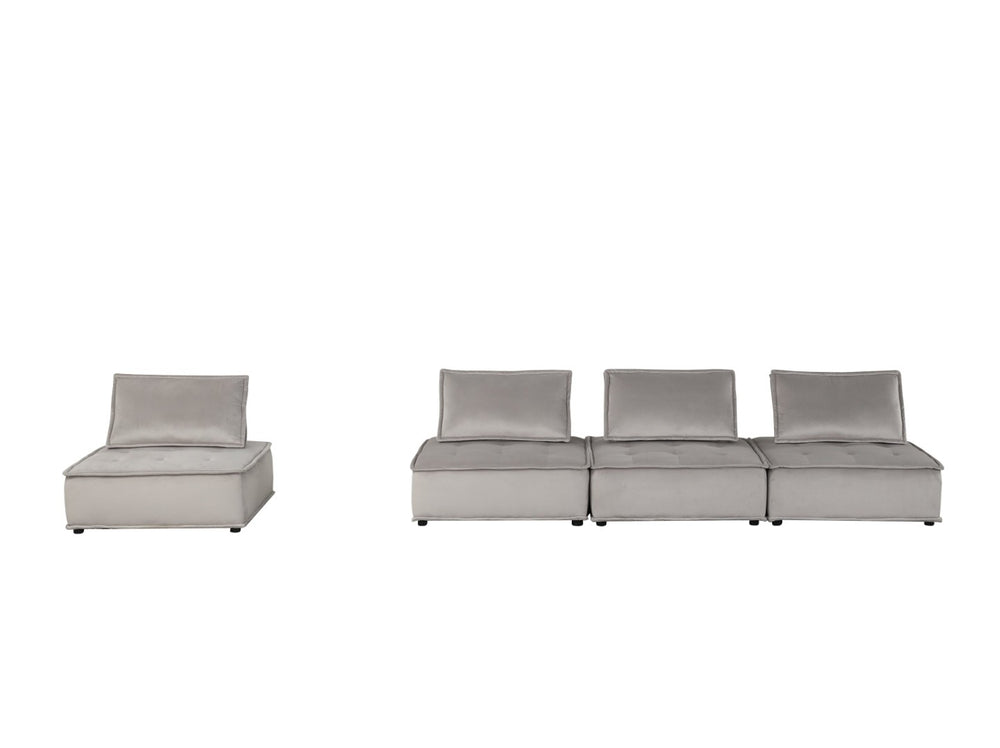 English Elm Anna Four Piece Modular Velvet Sofa Tufted Low Profile Design for Open Living B061S00706