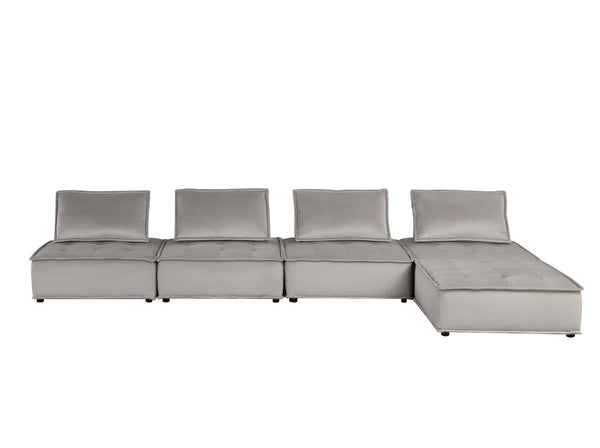 English Elm Anna Tufted Velvet Modular Sectional with Ottoman for Spacious Living Rooms B061S00711