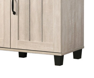 English Elm Corby Three Door Entryway Shoe Cabinet with Oak Finish and Six Adjustable Shelves B061110713