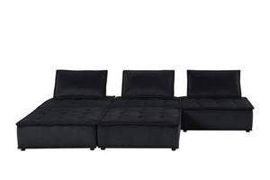 English Elm Anna Modular Velvet Sectional Sofa Set with Ottoman Button Tufted Lounge Seating B061S00701
