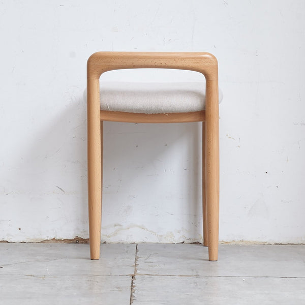 English Elm Natural Beech Wood Compact Vanity Stool Solid Grain Frame for Bedroom or Dining W128384022