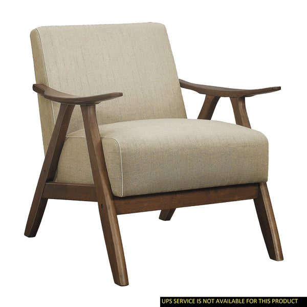 English Elm Modern Damala Accent Chair Light Brown Fabric Upholstered Walnut Wood Frame Retro Modern Comfort Design B011103385