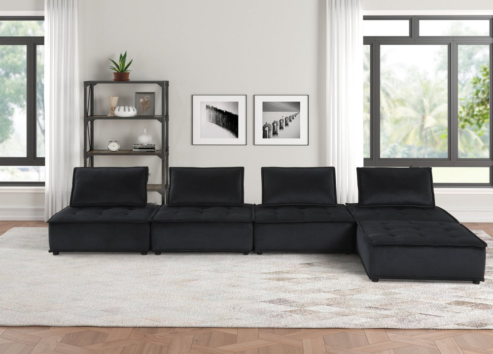 English Elm Anna Tufted Velvet Modular Sectional with Ottoman for Spacious Living Rooms B061S00698