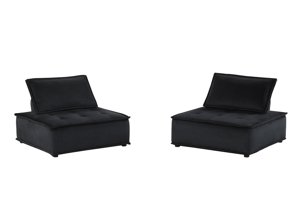 English Elm Anna Tufted Velvet Armless Lounge Chairs Set of Two Low Profile Modern Seating B061S00693