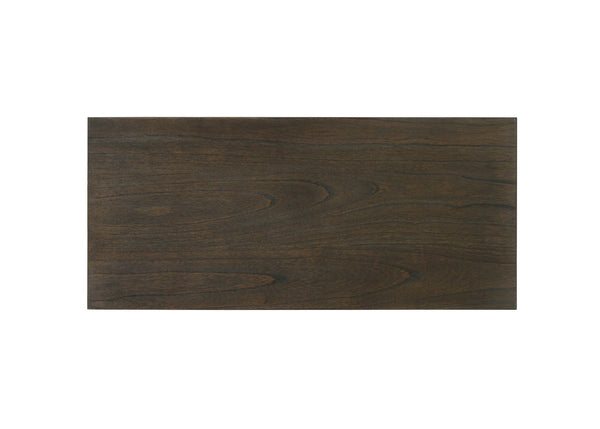 English Elm Bistro Extendable Walnut Dining Table with Distressed Wood Grain and Vintage Appeal B061S00683