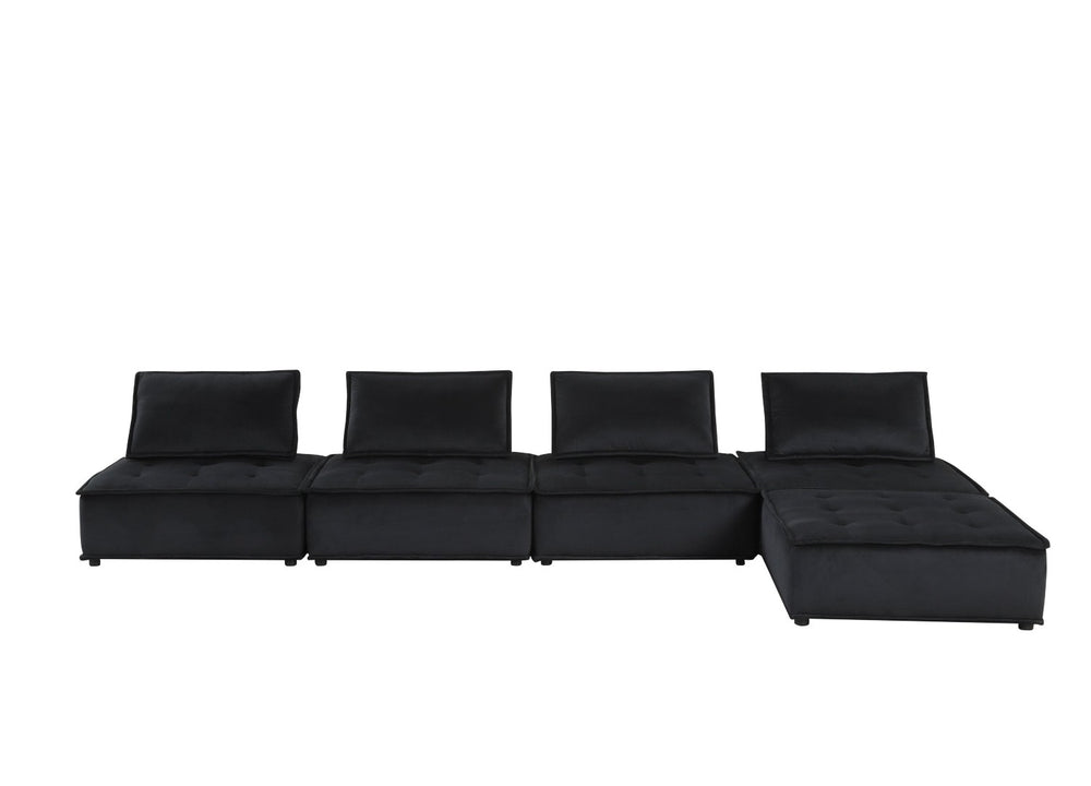 English Elm Anna Tufted Velvet Modular Sectional with Ottoman for Spacious Living Rooms B061S00698