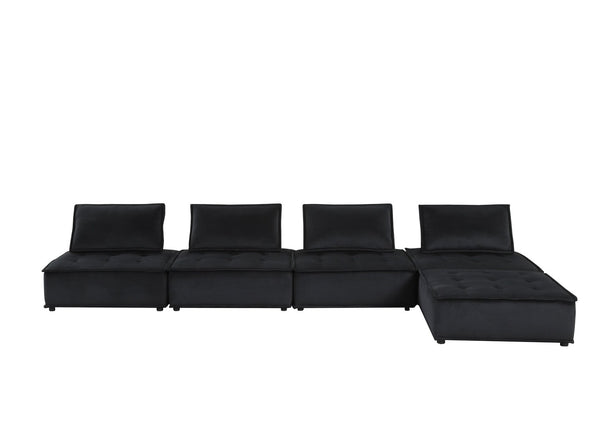 English Elm Anna Tufted Velvet Modular Sectional with Ottoman for Spacious Living Rooms B061S00698