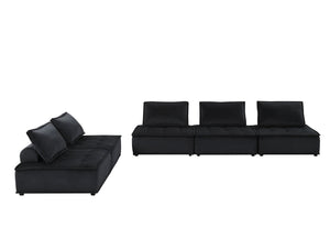 English Elm Anna Tufted Velvet Modular Sectional with Ottoman for Spacious Living Rooms B061S00698