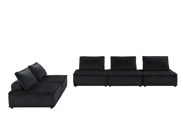 English Elm Anna Tufted Velvet Modular Sectional with Ottoman for Spacious Living Rooms B061S00698