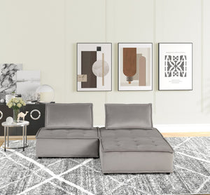 English Elm Anna Velvet Tufted 3 Piece Modular Sectional with Ottoman for Living Rooms B061S00704