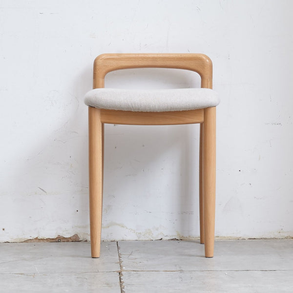 English Elm Natural Beech Wood Compact Vanity Stool Solid Grain Frame for Bedroom or Dining W128384022