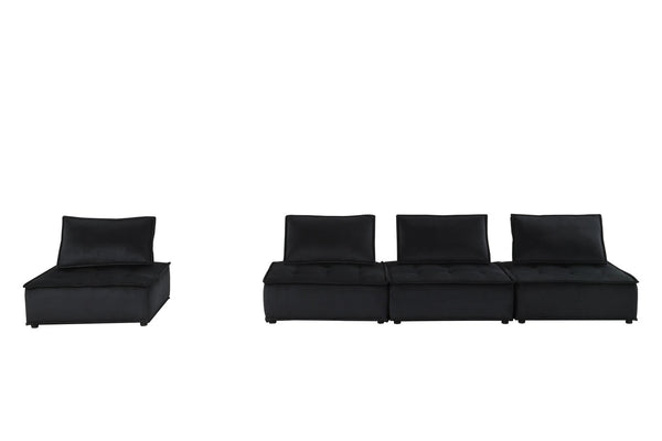 English Elm Anna Velvet Tufted Modular Sectional Sofa Four Piece Low Profile Lounge Seating B061S00697