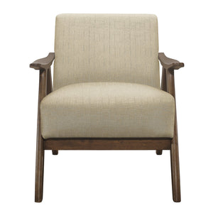 English Elm Modern Damala Accent Chair Light Brown Fabric Upholstered Walnut Wood Frame Retro Modern Comfort Design B011103385