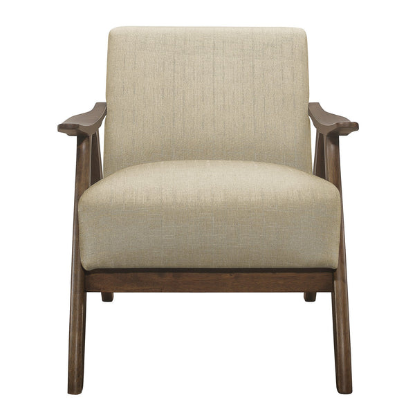 English Elm Modern Damala Accent Chair Light Brown Fabric Upholstered Walnut Wood Frame Retro Modern Comfort Design B011103385