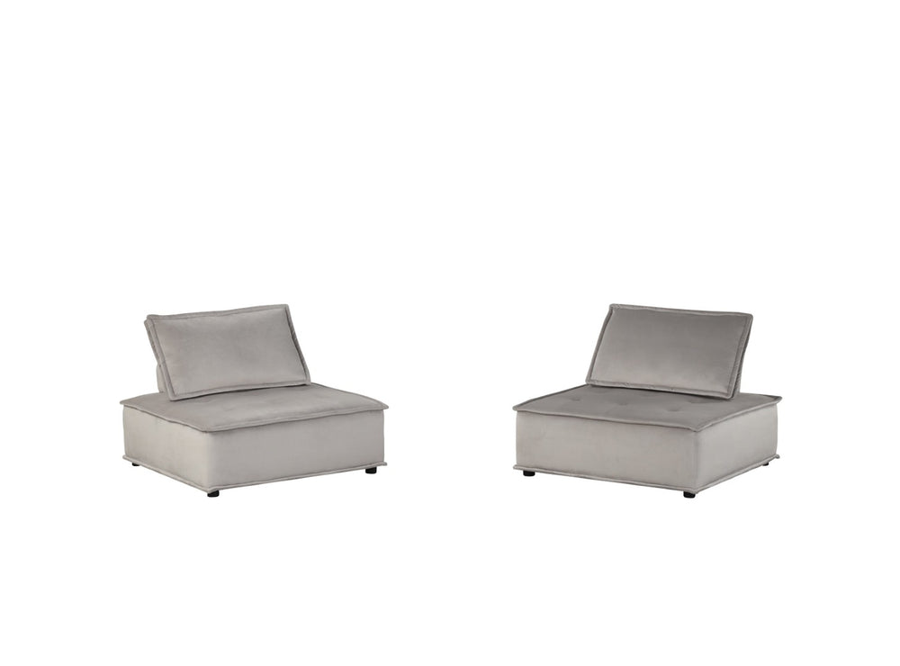 English Elm Anna Velvet Tufted Armless Lounge Chair Set of 2 for Modern Living Rooms B061S00703