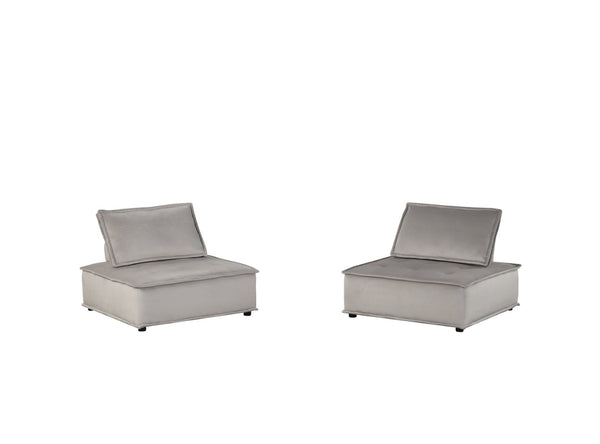 English Elm Anna Velvet Tufted Armless Lounge Chair Set of 2 for Modern Living Rooms B061S00703
