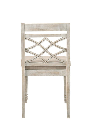 English Elm Havanna Round Walnut Dining Set Seats Four with Cushioned Off-white Upholstered Chairs B061S00682