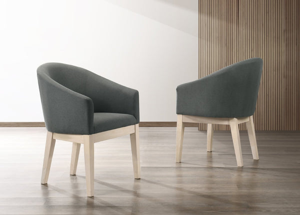 English Elm Neroli Barrel Accent Chairs Set of 2 Gray Upholstered with Oak Legs for Living Room B061110740