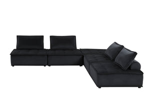 English Elm Anna Tufted Velvet Modular Sectional with Ottoman for Spacious Living Rooms B061S00698