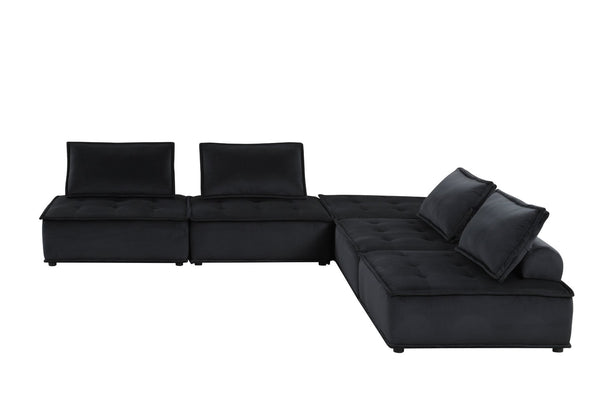 English Elm Anna Tufted Velvet Modular Sectional with Ottoman for Spacious Living Rooms B061S00698