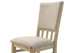 English Elm Brutus Wheat Fabric Armless Dining Chairs Set of 2 Rustic Wood Frame Tall Back B061110736