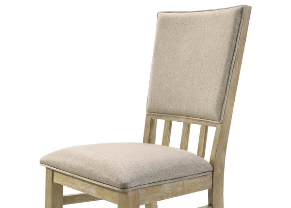 English Elm Brutus Wheat Fabric Armless Dining Chairs Set of 2 Rustic Wood Frame Tall Back B061110736
