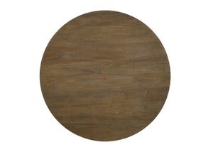English Elm Havanna Round Pedestal Dining Table Distressed Walnut Veneer Cross Base Seats Four B061S00673