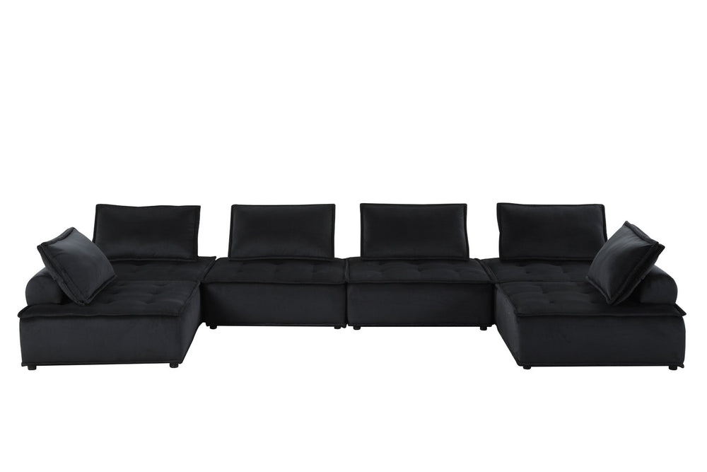 English Elm Anna Tufted Velvet U-shaped Modular Sectional Six Seat Living Room Sofa B061S00702
