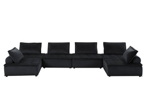 English Elm Anna Tufted Velvet U-shaped Modular Sectional Six Seat Living Room Sofa B061S00702