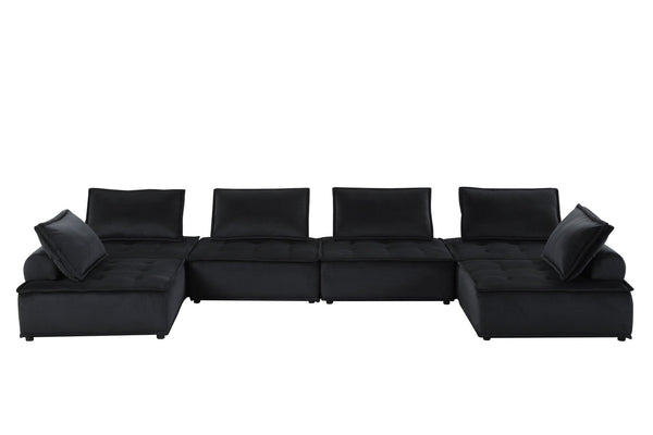 English Elm Anna Tufted Velvet U-shaped Modular Sectional Six Seat Living Room Sofa B061S00702