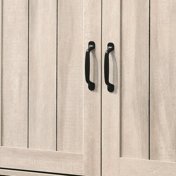 English Elm Corby Three Door Entryway Shoe Cabinet with Oak Finish and Six Adjustable Shelves B061110713
