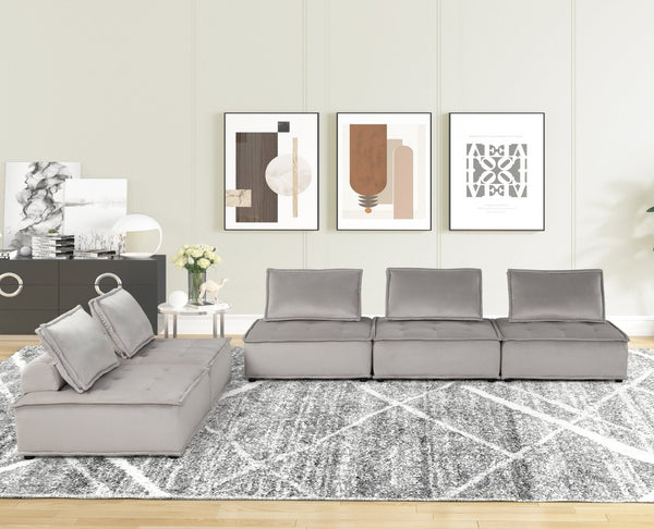 English Elm Anna Tufted Velvet Modular Sofa Set Mid-century Living Room Five Piece Seating B061S00710