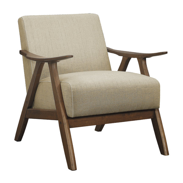 English Elm Modern Damala Accent Chair Light Brown Fabric Upholstered Walnut Wood Frame Retro Modern Comfort Design B011103385