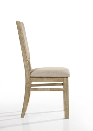 English Elm Brutus Round Oak Veneer Dining Set Seats Four with Wheat Fabric Chairs Walnut Finish B061S00681