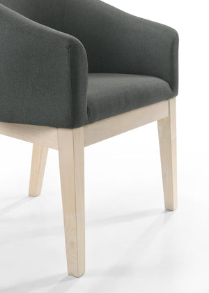 English Elm Neroli Barrel Accent Chairs Set of 2 Gray Upholstered with Oak Legs for Living Room B061110740