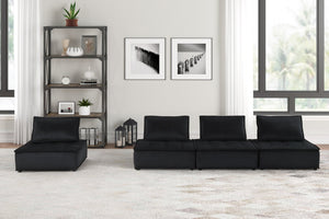 English Elm Anna Four Piece Modular Sofa in Tufted Black Velvet for Modern Living Rooms B061S00696