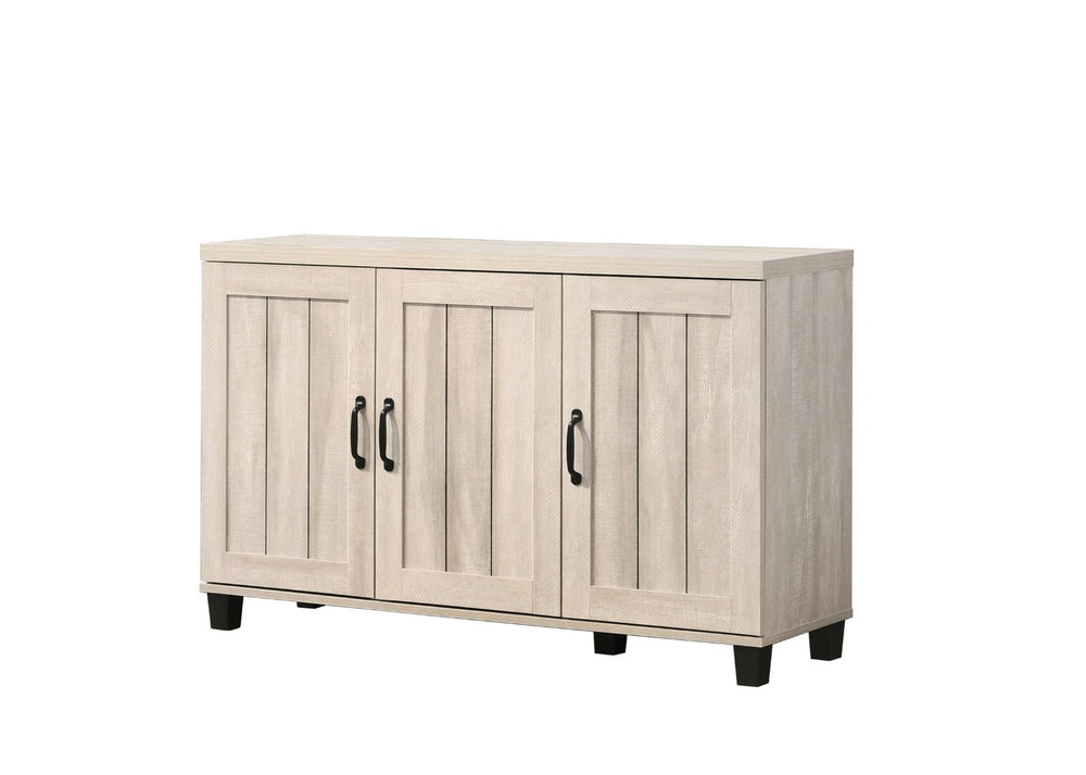 English Elm Corby Three Door Entryway Shoe Cabinet with Oak Finish and Six Adjustable Shelves B061110713