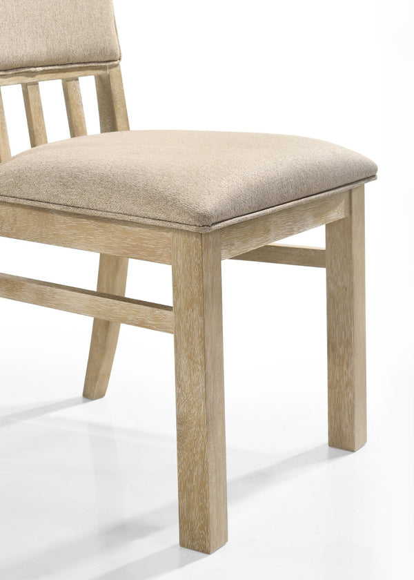 English Elm Brutus Wheat Fabric Armless Dining Chairs Set of 2 Rustic Wood Frame Tall Back B061110736