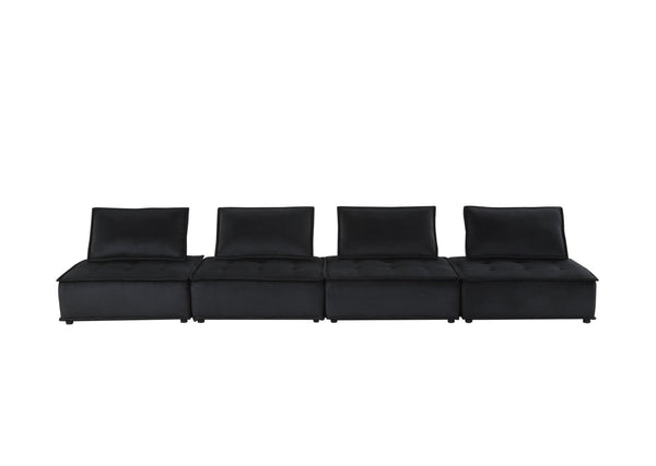 English Elm Anna Velvet Tufted Modular Sectional Sofa Four Piece Low Profile Lounge Seating B061S00697