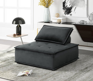 English Elm Anna Velvet Button Tufted Modular Lounge Chair Low Profile Armless Seating B061110754